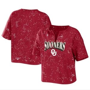 Oklahoma Sooners WEAR by Erin Andrews Women's Cropped Tee Sz L